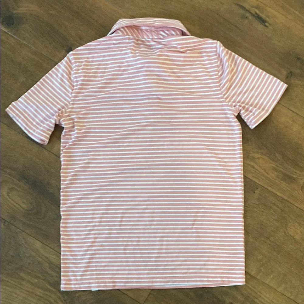 Tommy Bahama Pink and White Striped Kids Polo Shirt size Large